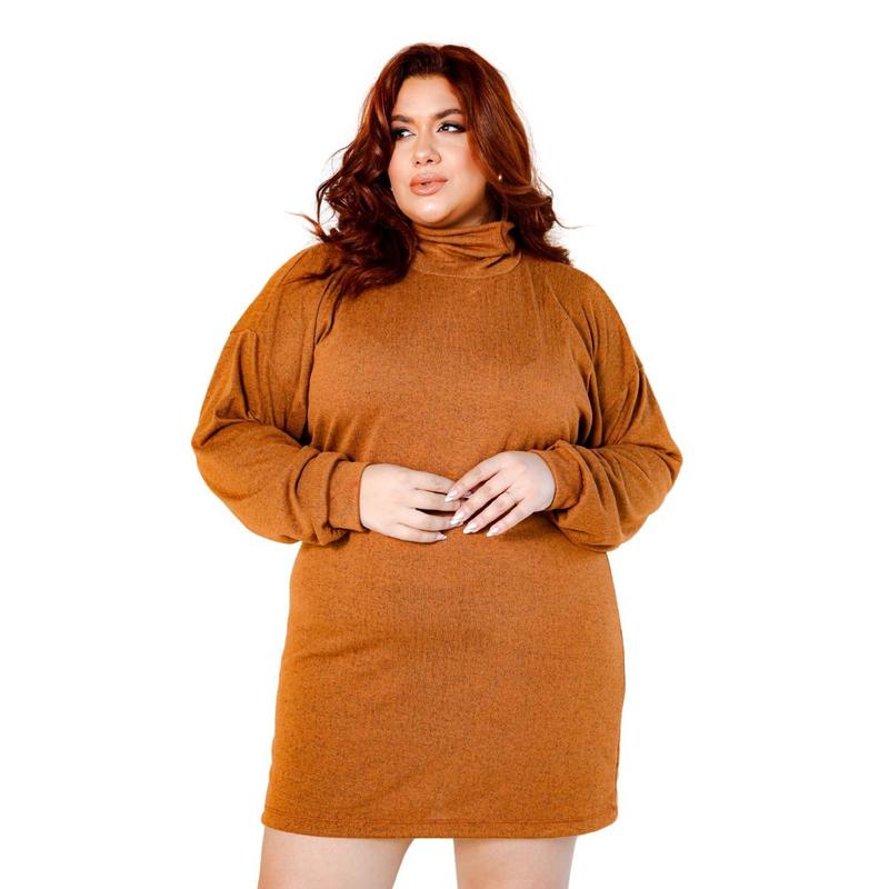 Vestido Preto Poncho Lanzinha Plus Size Manga Longa Tricot Comfy E